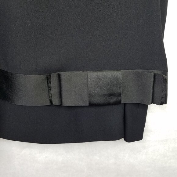 Vtg Nat Kaplan Couture Shift Dress 14 Black Long Sleeve Layered Ribbon Bow 80's - Picture 2 of 16